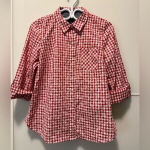 Tommy Hilfiger Red and White Plaid Button Down Shirt
